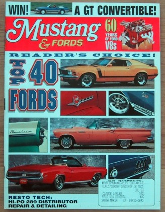 MUSTANG & FORDS 1992 SEPT - K-CODE, TOP 40 FORDS